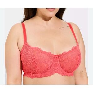Torrid Curve Balconette Unlined Lace Bra Coral